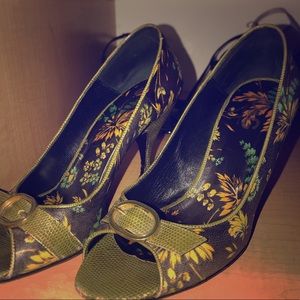 D&G floral peep-toe heels